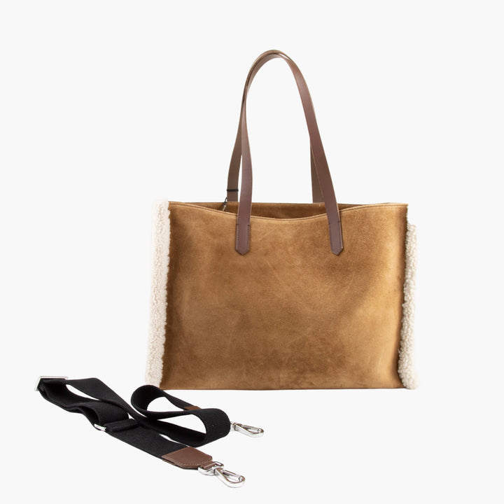 Golden Goose Suede Bag with Leather Handles - Made in Italy