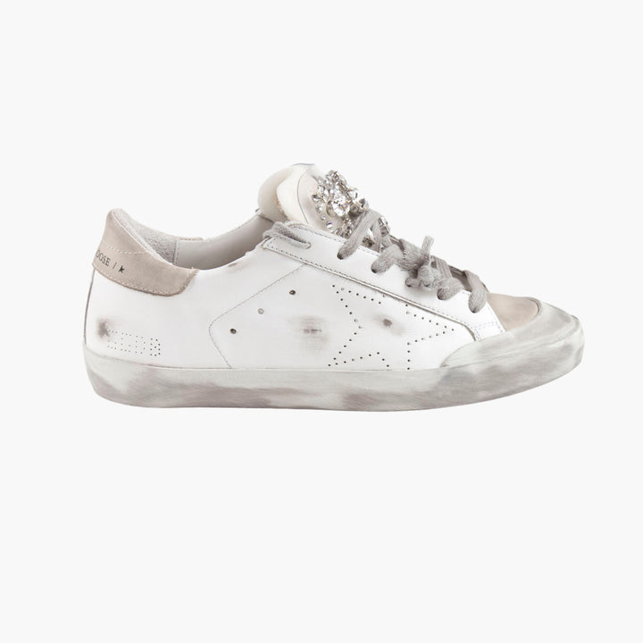 Golden Goose Sneakers White - Distressed Italian Luxury Sneakers with Iconic Star Logo