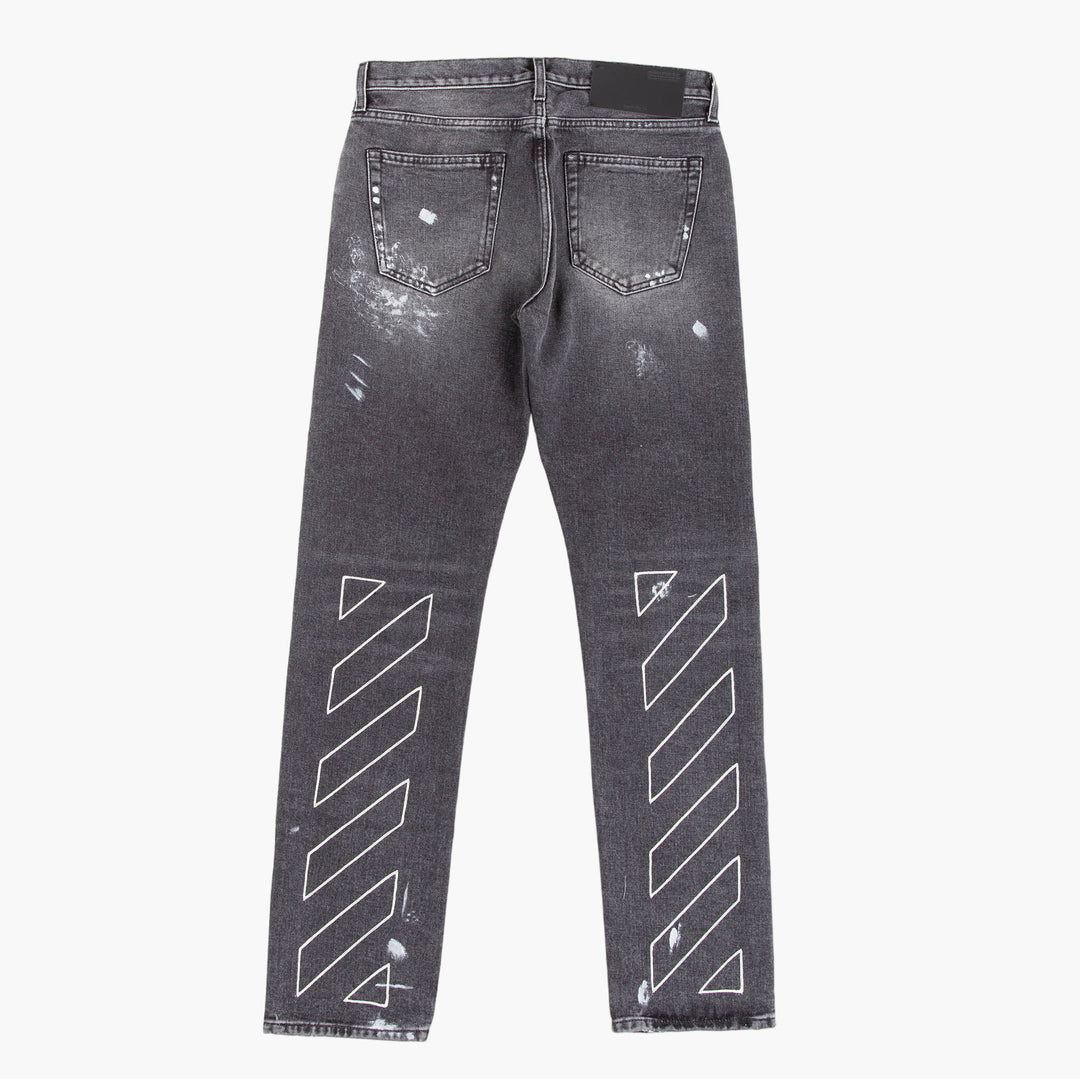 Off-White Jeans Black with Paint Splatter Detailing - Modern Urban Design