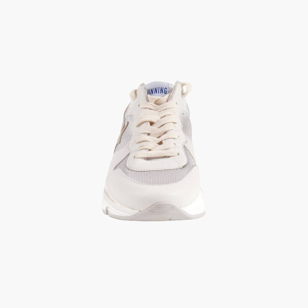 Golden Goose Women's White-Gold Distressed Star Detail Sneakers - Made in Italy