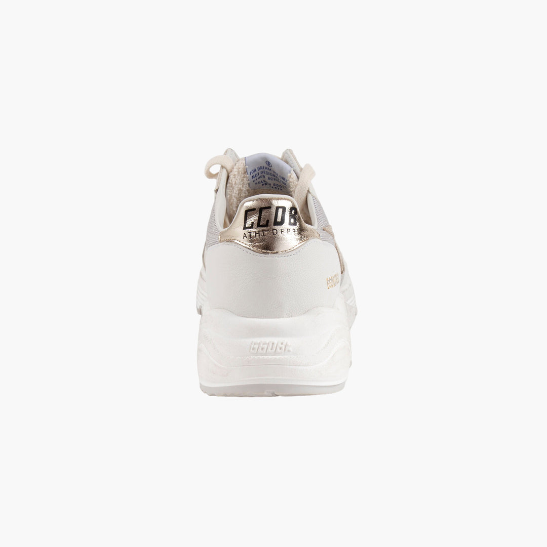 Golden Goose Women's White-Gold Distressed Star Detail Sneakers - Made in Italy