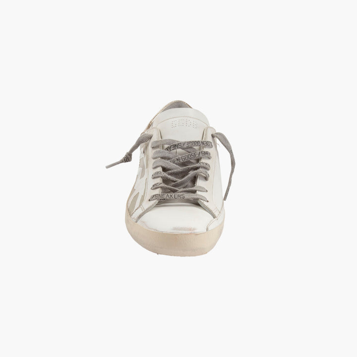 Golden Goose Sneakers - White Gold Beige Distressed Design with Signature Star Emblem - Made in Italy