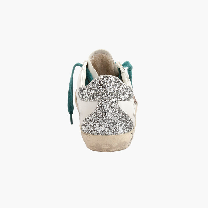 Golden Goose Women's White-Multi Leather Sneakers with Glitter Details - Made in Italy