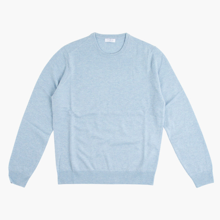 Malo Luxury Blue Sweater with Classic Crew Neckline