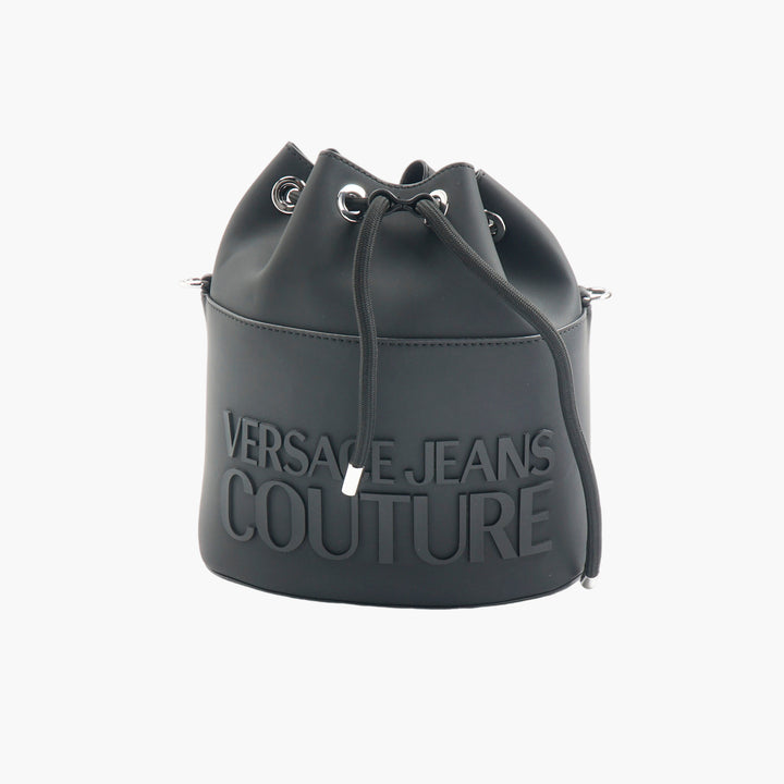 Versace Jeans Couture Black Bag with Embossed Logo and Drawstring Closure