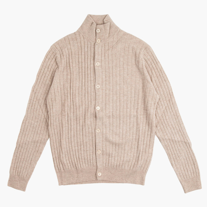 Malo Beige Button-Down Sweater - Elegant and Versatile Ribbed Design