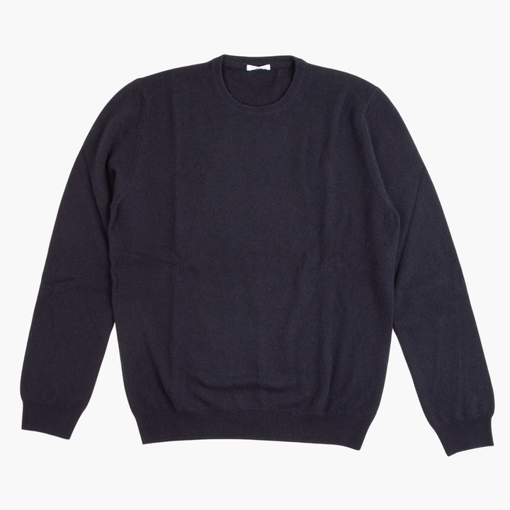 Malo Luxurious Blue Crew Neck Sweater with Ribbed Details