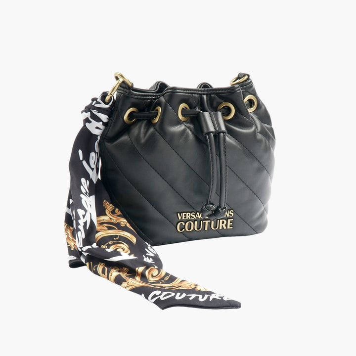 Versace Jeans Couture Black-Gold-Multi Bag with Stylish Scarf Accessory