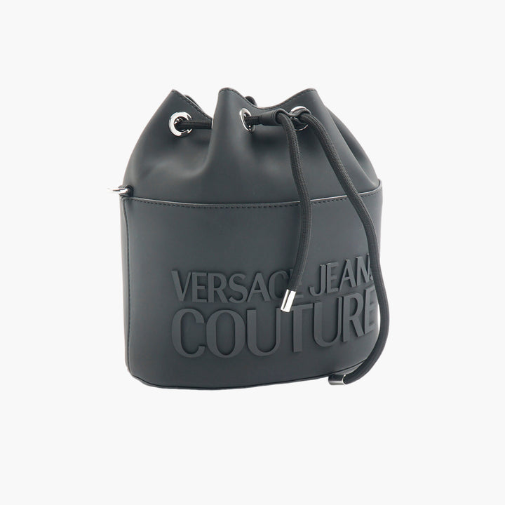 Versace Jeans Couture Black Bag with Embossed Logo and Drawstring Closure