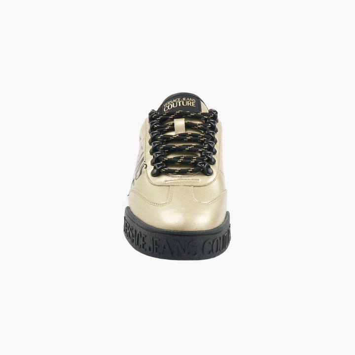 Versace Gold-Black Sneakers with Bold Jeans Couture Branding