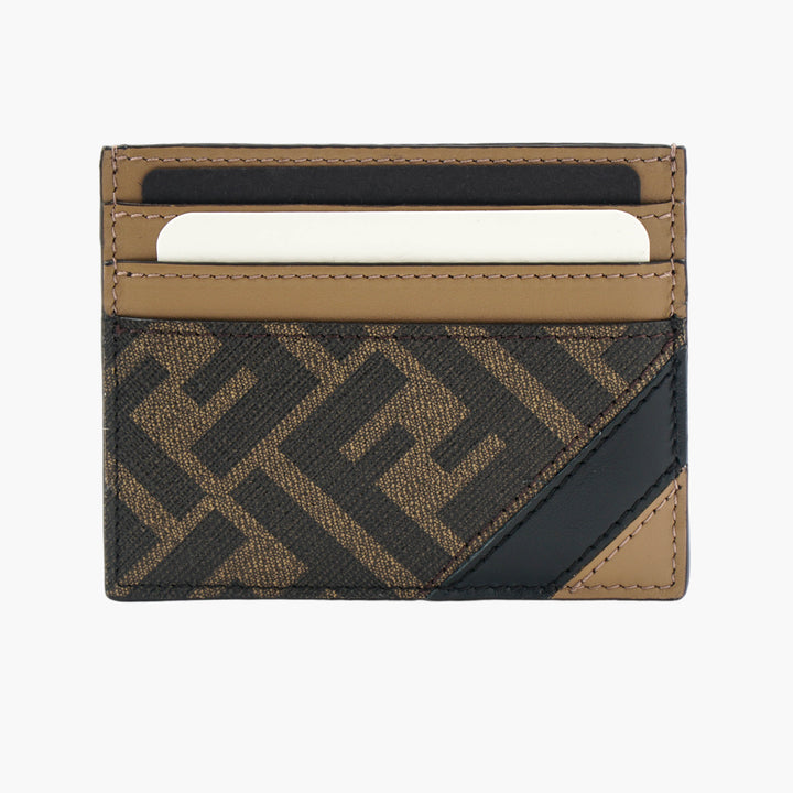 Fendi Brown fabric card holder