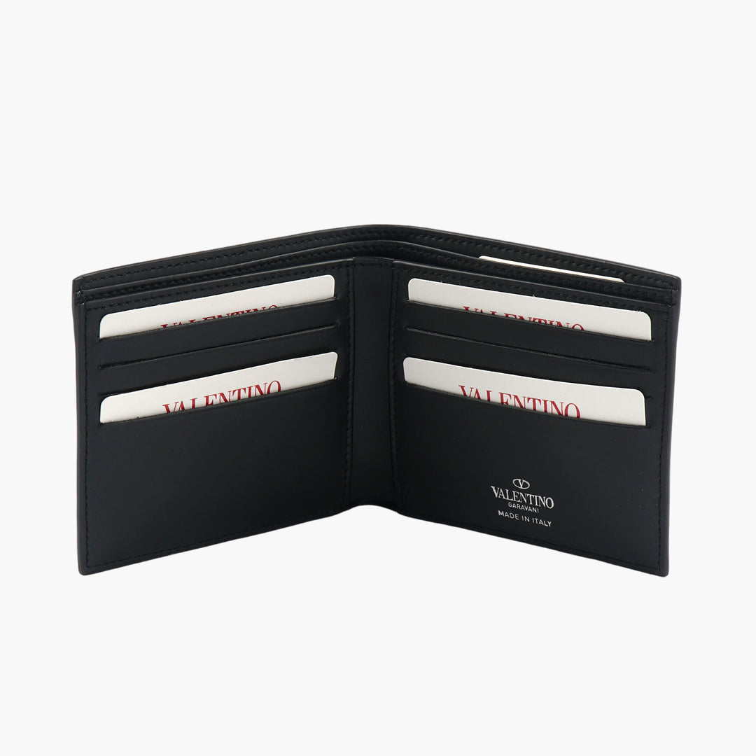 Valentino Black Wallet with Iconic VLTN Logo - Elegant and Compact Design