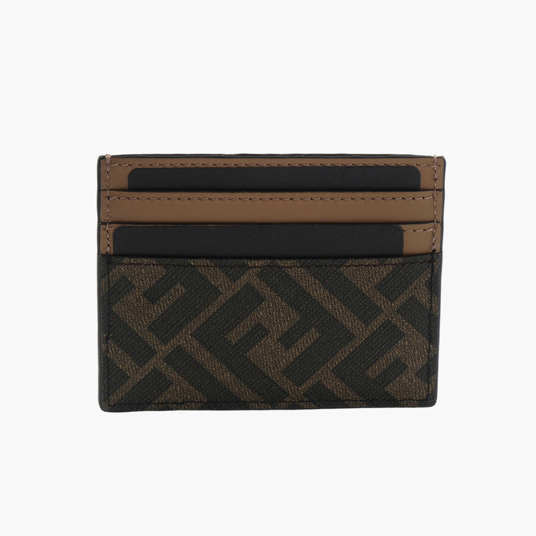 Fendi Brown fabric card holder