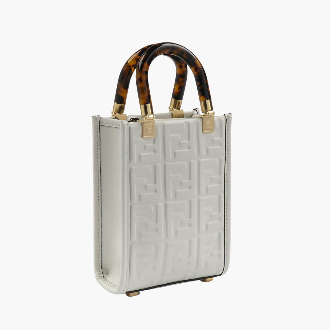 Fendi Mini Sunshine Shopper White