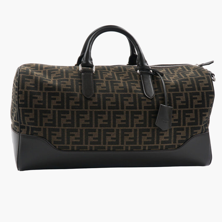 Fendi Leather Luggage Handbag in Brown-Black FF