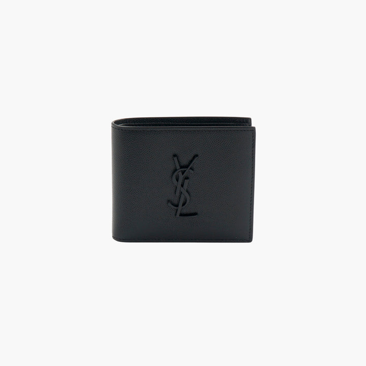 Saint Laurent Black Leather Wallet with Iconic YSL Logo