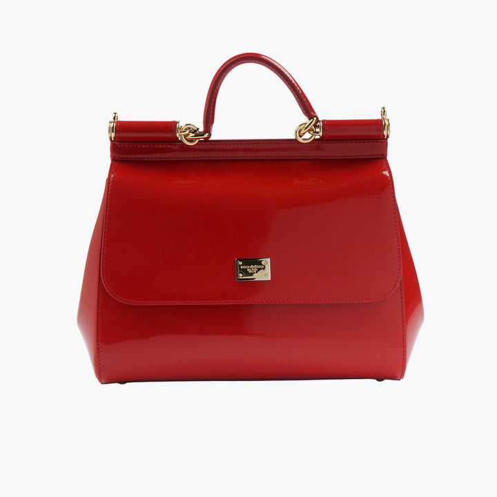 Dolce & Gabbana Red-Gold Leather Bag with Gold-Tone Hardware