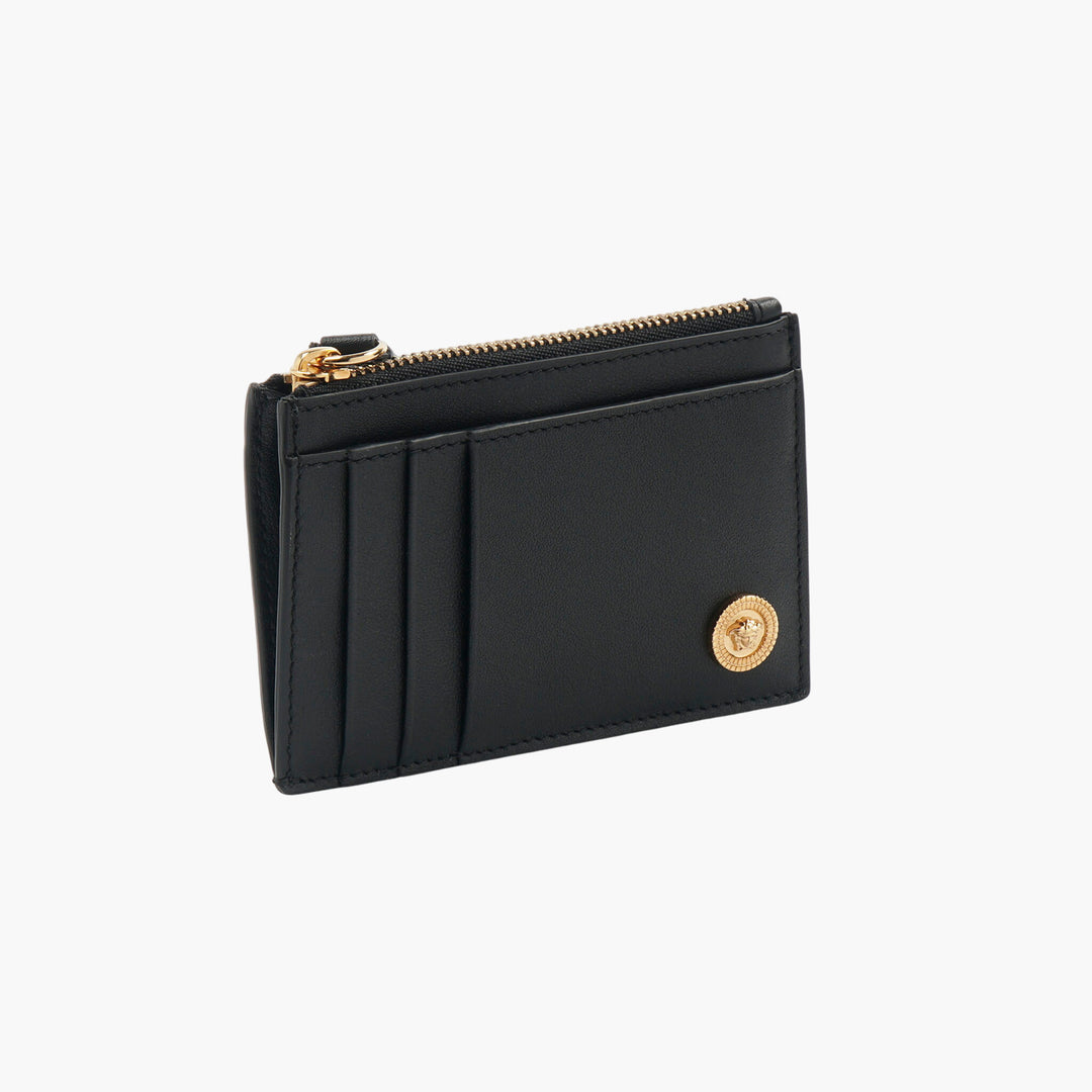 Versace Black and Gold Wallet with Signature Medusa Emblem