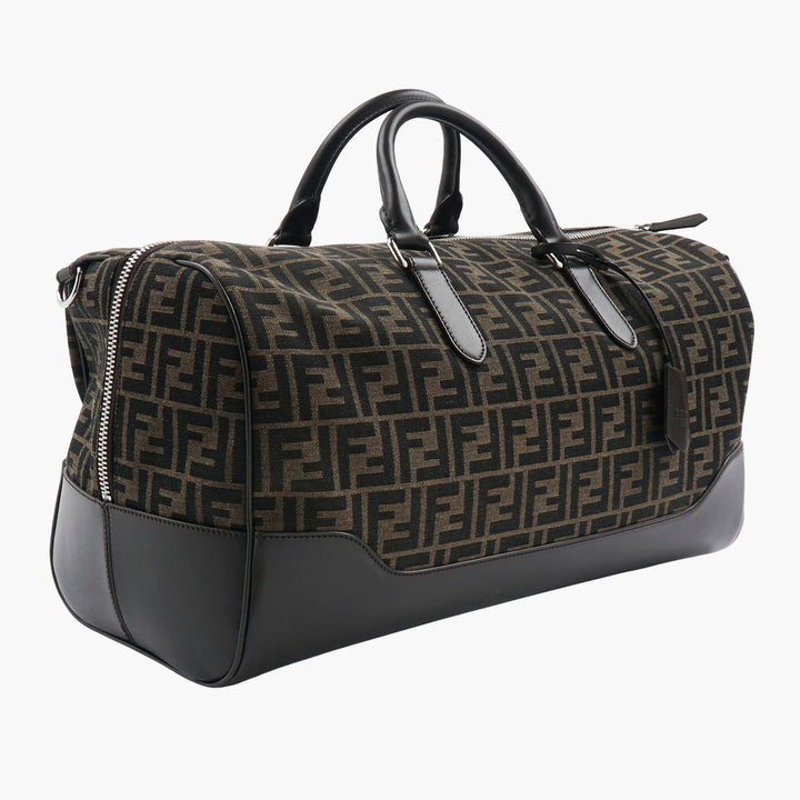 Fendi Leather Luggage Handbag in Brown-Black FF