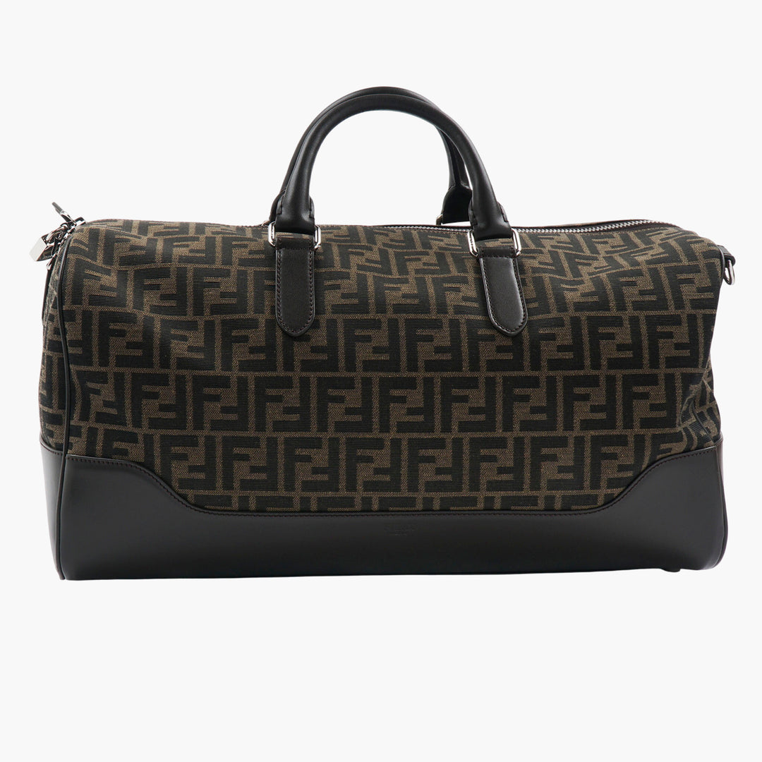 Fendi Leather Luggage Handbag in Brown-Black FF