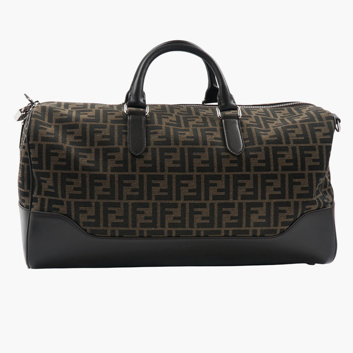 Borsa a mano Fendi in pelle da viaggio marrone-nero FF