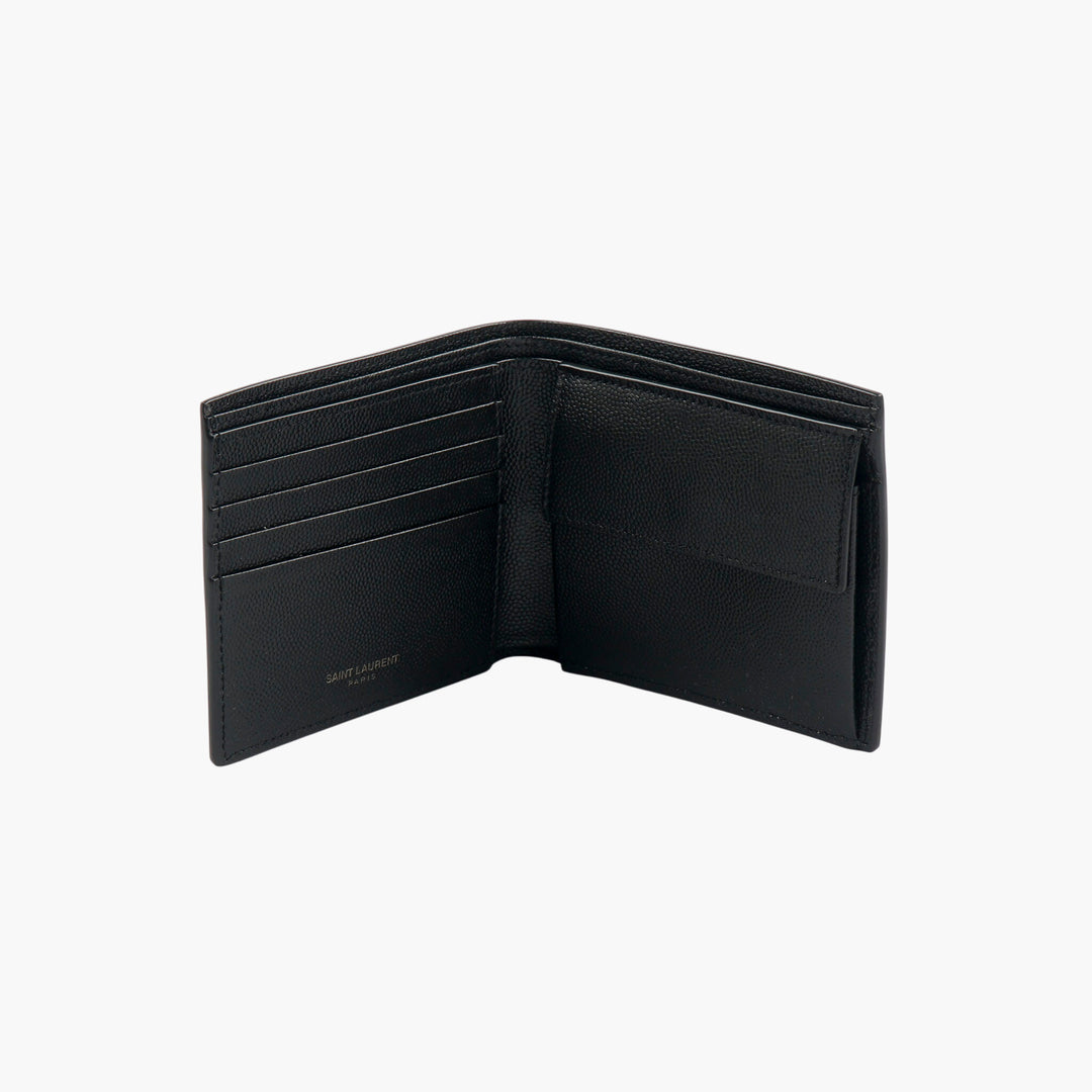 Saint Laurent Black Leather Wallet with Iconic YSL Logo