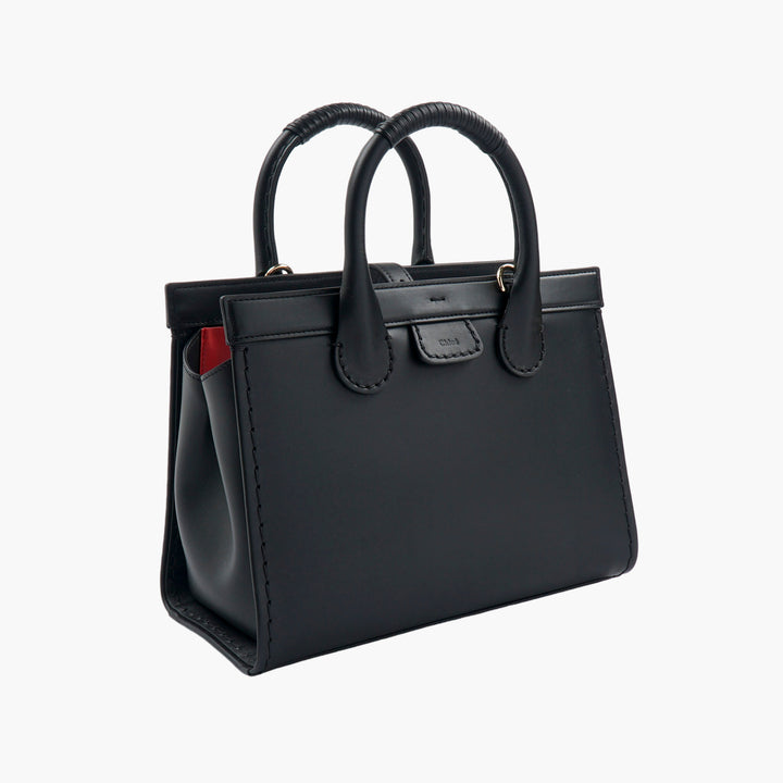 Chloè Edith Black Calfskin 2WAY Plain Leather