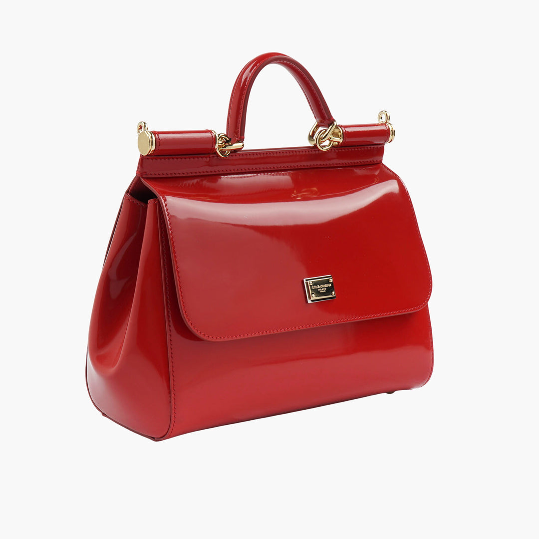 Dolce & Gabbana Red-Gold Leather Bag with Gold-Tone Hardware