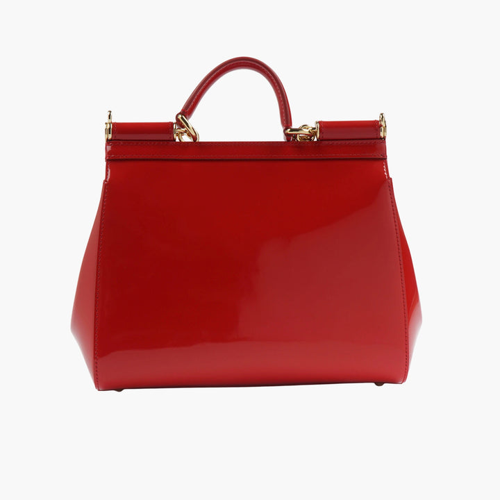 Dolce & Gabbana Red-Gold Leather Bag with Gold-Tone Hardware