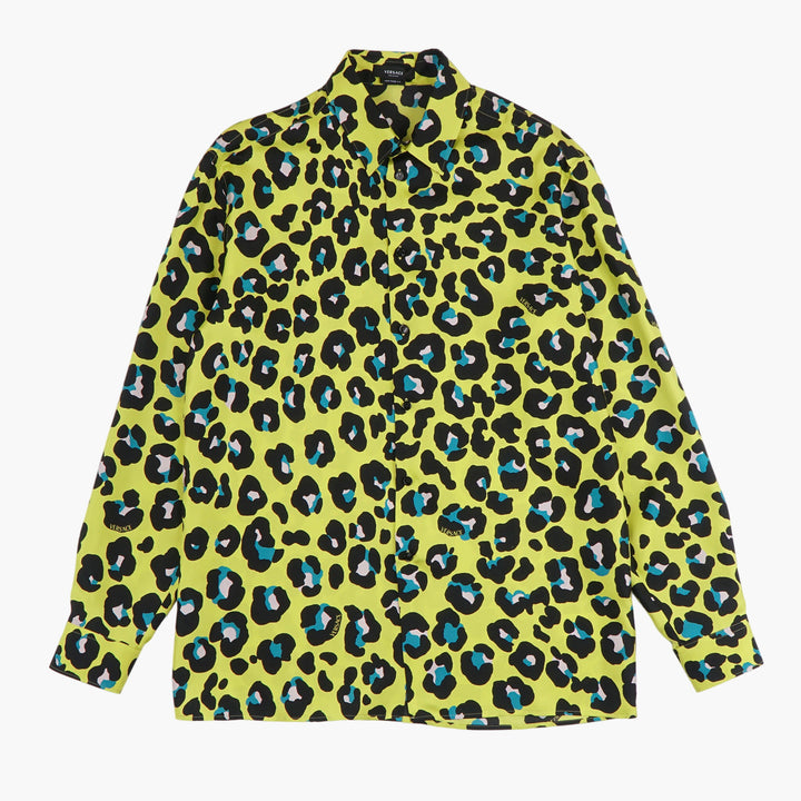 Versace Shirts - Vibrant Leopard Print, Made in Italy, Yellow-Multi