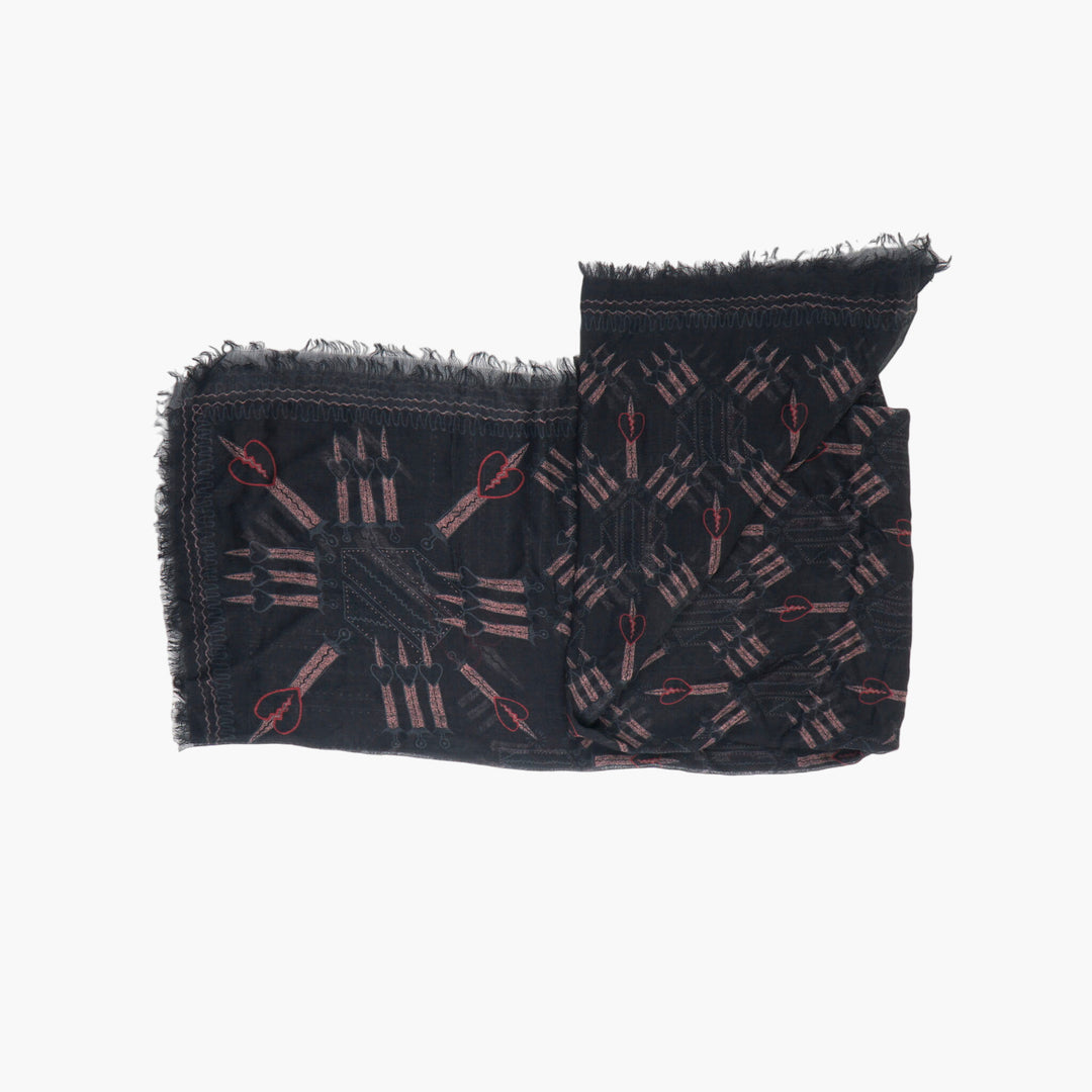 Valentino Luxurious Black-Pink Scarf with Intricate Patterns - Made in Italy