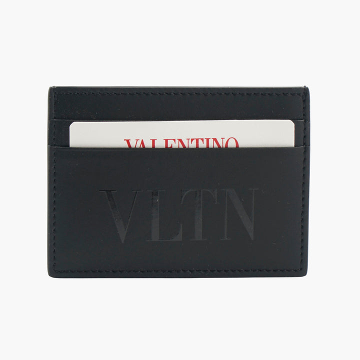 Portafoglio Valentino in pelle nera con logo VLTN - Made in Italy