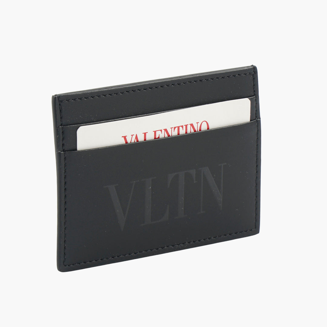 Valentino Black Leather Wallet with VLTN Logo