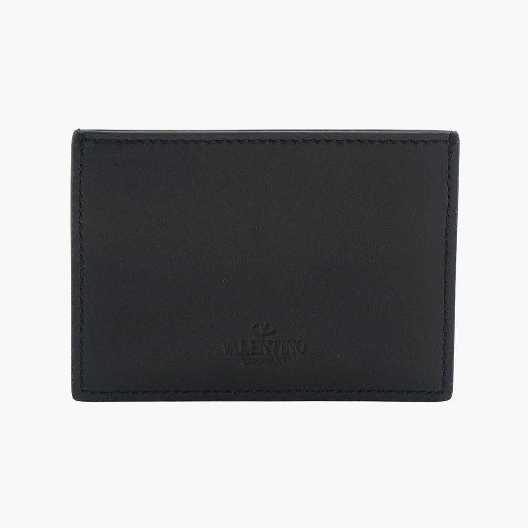 Valentino Black Leather Wallet with VLTN Logo