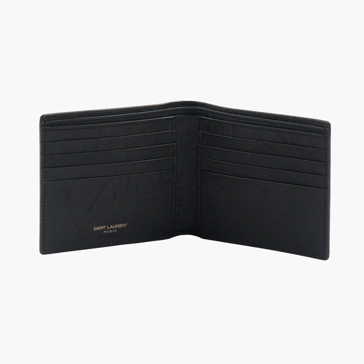 Saint Laurent Black Leather Wallet with YSL Logo