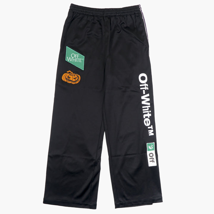 Off-White Black-Multi Trousers with Logo Patches and Elastic Waistband