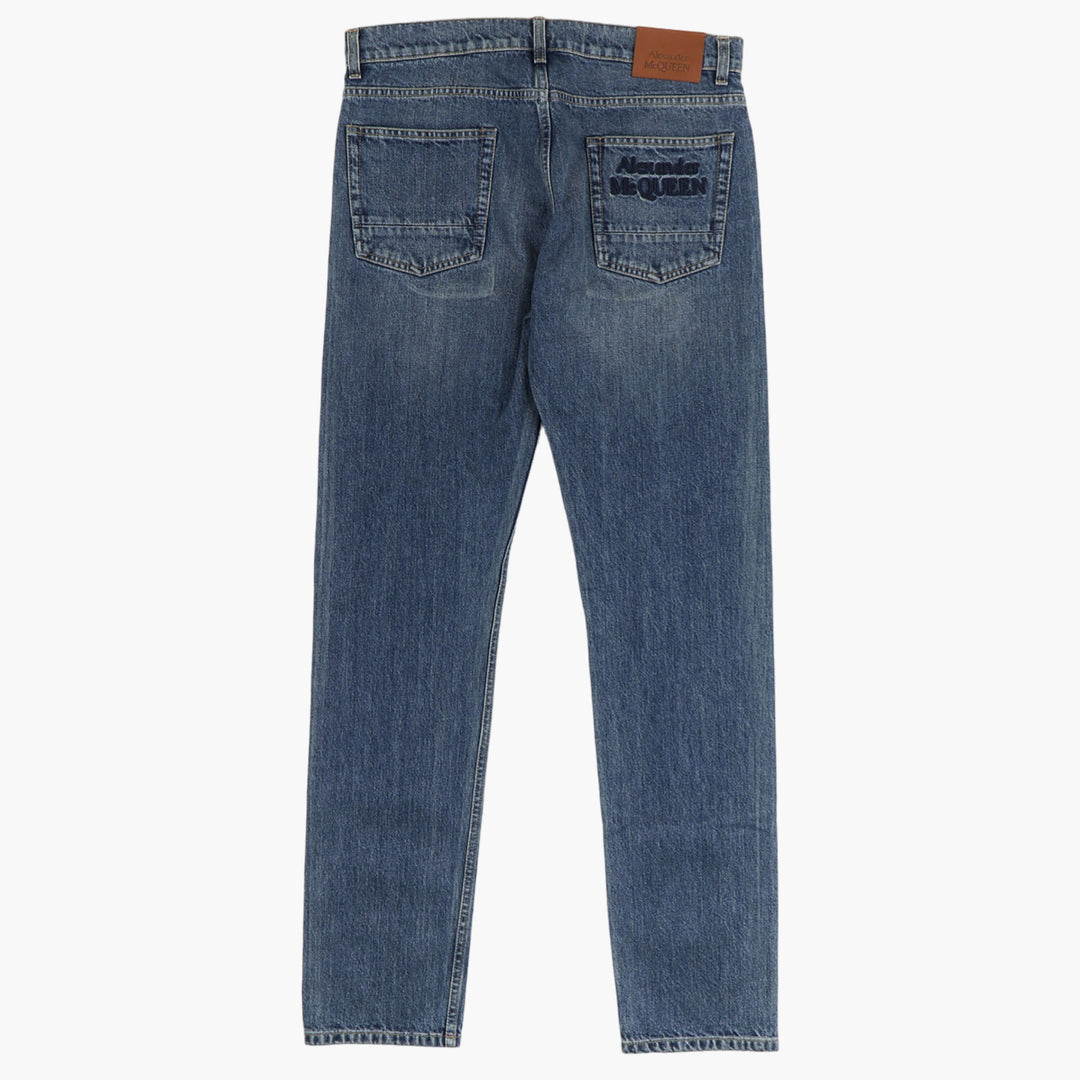 Alexander McQueen Luxury Italian Denim Jeans in Classic Blue Wash