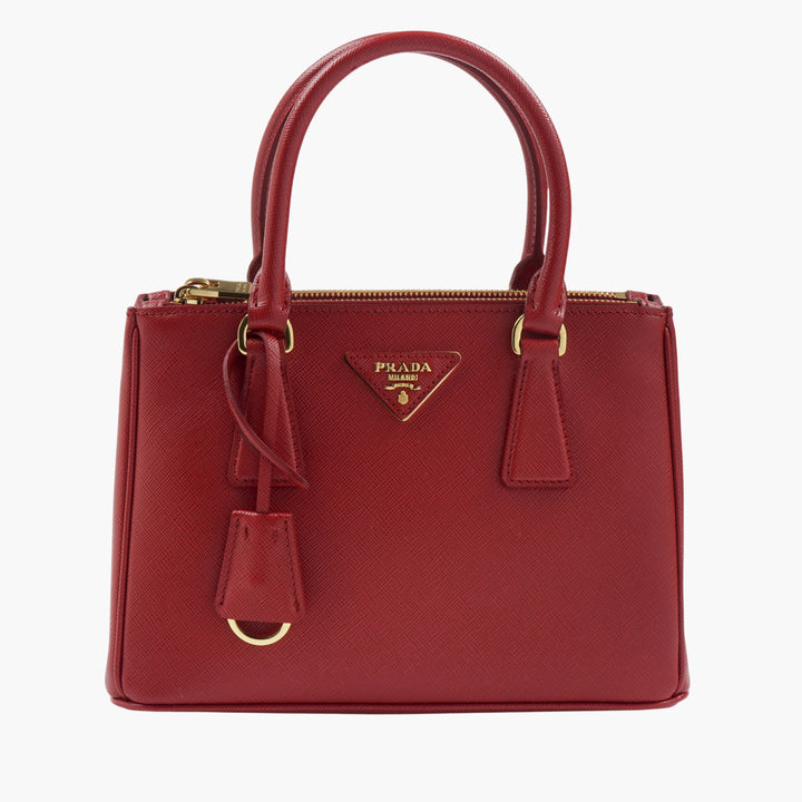 Prada Red Leather Bag with Gold-Tone Hardware - Made in Italy