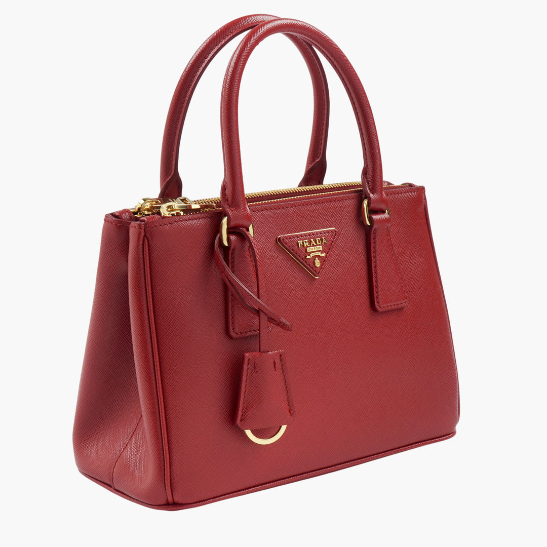 Prada Red Leather Bag with Gold-Tone Hardware - Made in Italy