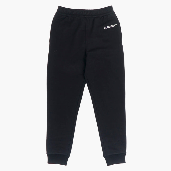 Burberry Black Cotton Trousers with Elastic Waistband and Embroidered Logo