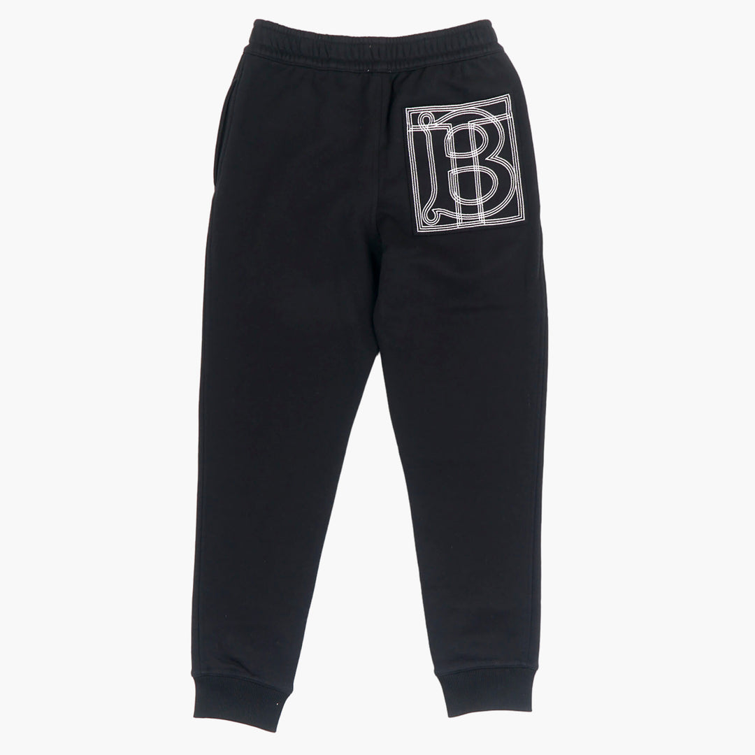 Burberry Black Cotton Trousers with Elastic Waistband and Embroidered Logo