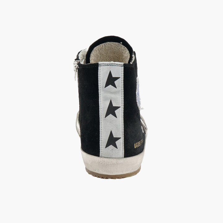 Golden Goose Black High-Top Sneakers with Distressed Finish and Star Patch