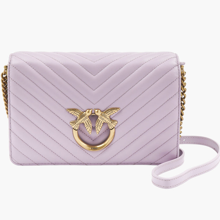 Borsa Pinko Elegant Lilac Quilted con Hardware color oro e tracolla a catena