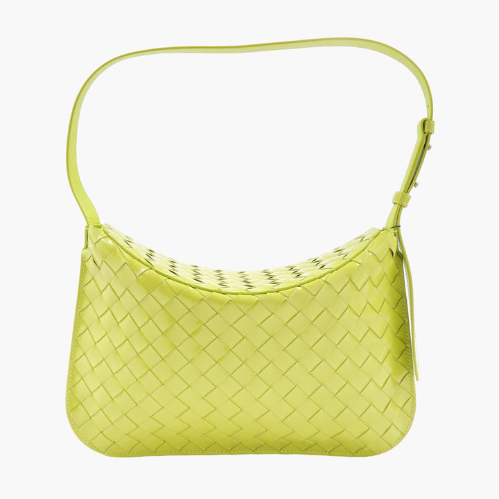 Bottega Veneta Acid Green Intrecciato Weave Leather Bag Made in Italy