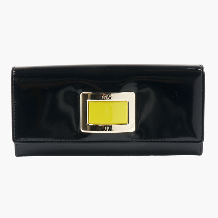 Roger Vivier Black-Yellow Wallet with Signature RV Logo Buckle