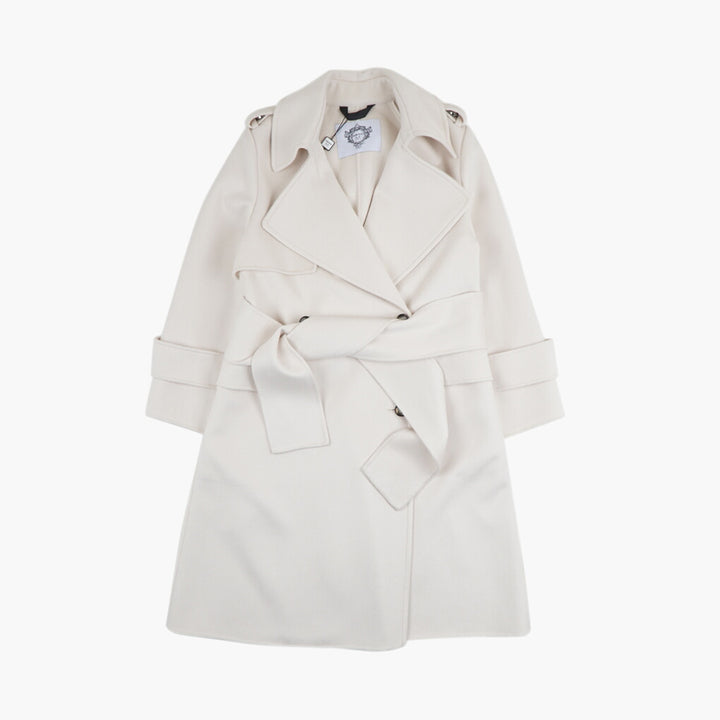 DIEGO M Elegant Trench Coat in White with Adjustable Belt