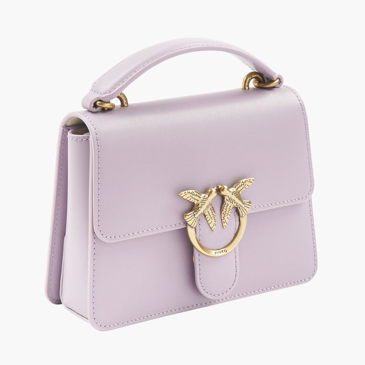 Pinko Bags Elegant Lilla-Gold Handbag with Bird Embellishment