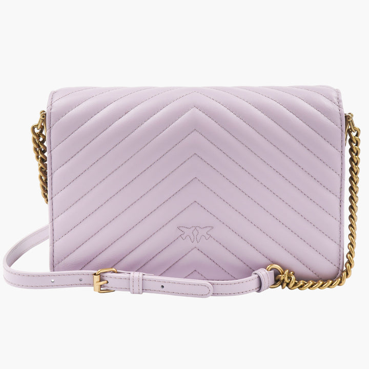 Pinko Elegant Lilac Quilted Bag with Gold-Tone Hardware and Chain Strap