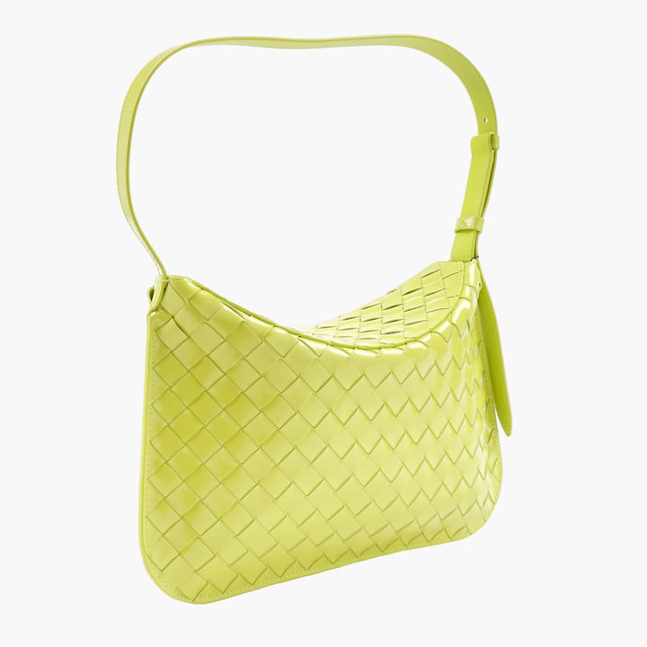 Bottega Veneta Acid Green Intrecciato Weave Leather Bag Made in Italy