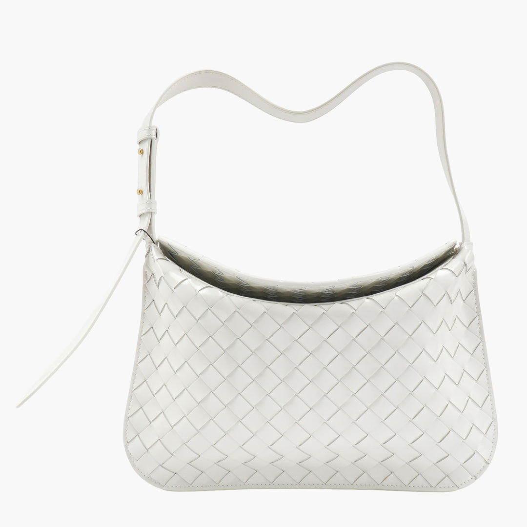 Bottega Veneta Intrecciato White Leather Bag - Elegant Italian Crafted Handbag